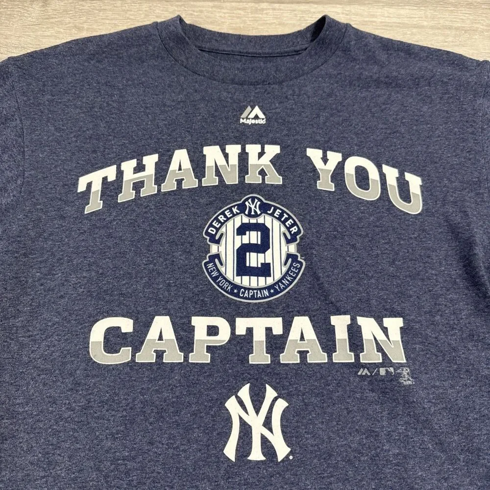 Derek Jeter Shirt New York Yankees Baseball Majestic Men's Blue Medium Tee